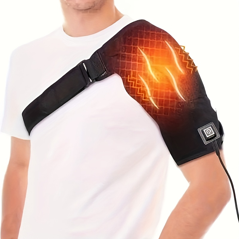 [Therapeutic Use] USB-Powered Electric with 3-Temperature Control, Adjustable Strap & Pocket for and Warmth – Black & Gray Design, Hot Compress Relax | Portable Heating Device | Ergonomic Fit, for And Shoulders