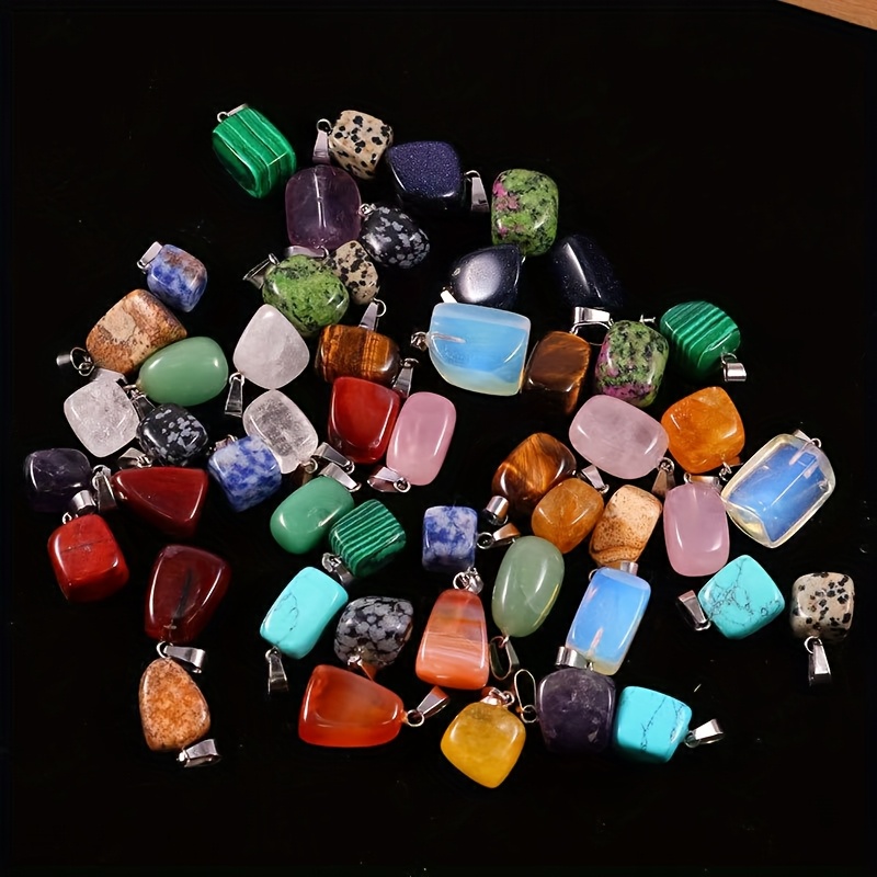 10pc Natural Stone Pendants Set, Irregular Shapes for DIY