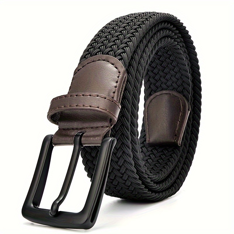 

Men's Stretch Woven Belt - Ideal For Golf & Casual Wear, Square Buckle, Polyester With Alloy Clasp