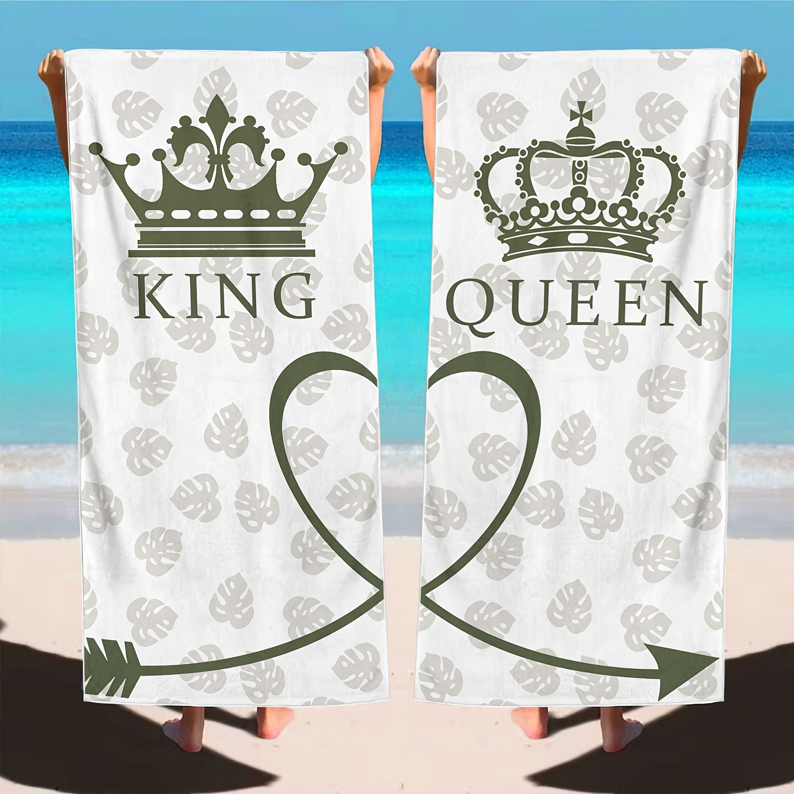 TEMU 2pcs Couples' Beach Towels - 63x31.5" Microfiber, Quick-dry, Swimming, Camping & Vacation Gifts, Beach Towels, Pool Towels, Adult Men