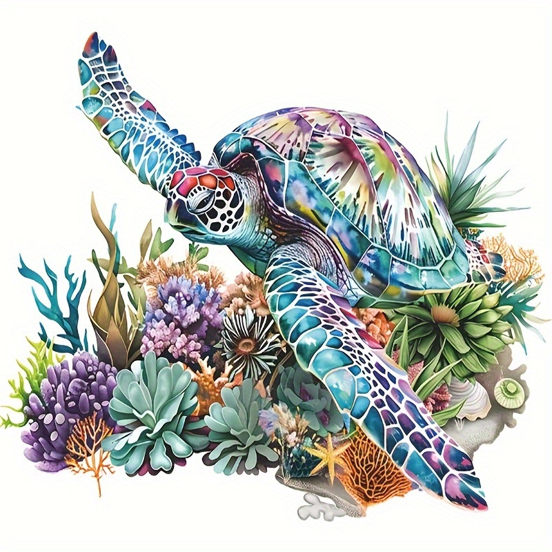 Image of 1pc Vibrant Sea Turtle & Wall Decal - Self-adhesive, Durable Vinyl, Mixed Colors For Bathroom, Home Decor - Easy To Apply On Glass, Plastic, Metal Surfaces, Turtle Decor