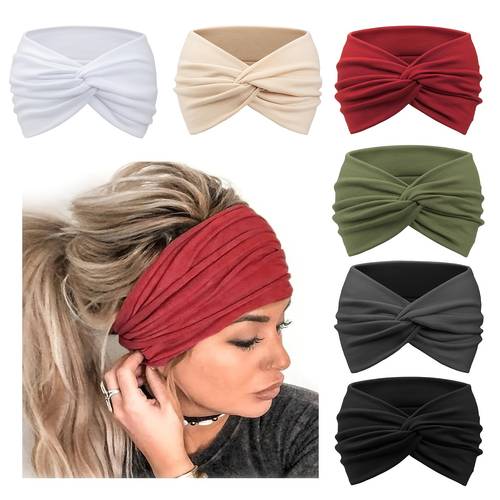 6pcs set womens bohemian headbands headscarves stretchy hairbands with twist knot hair multi color suitable for wedding everyday braids ponytails buns