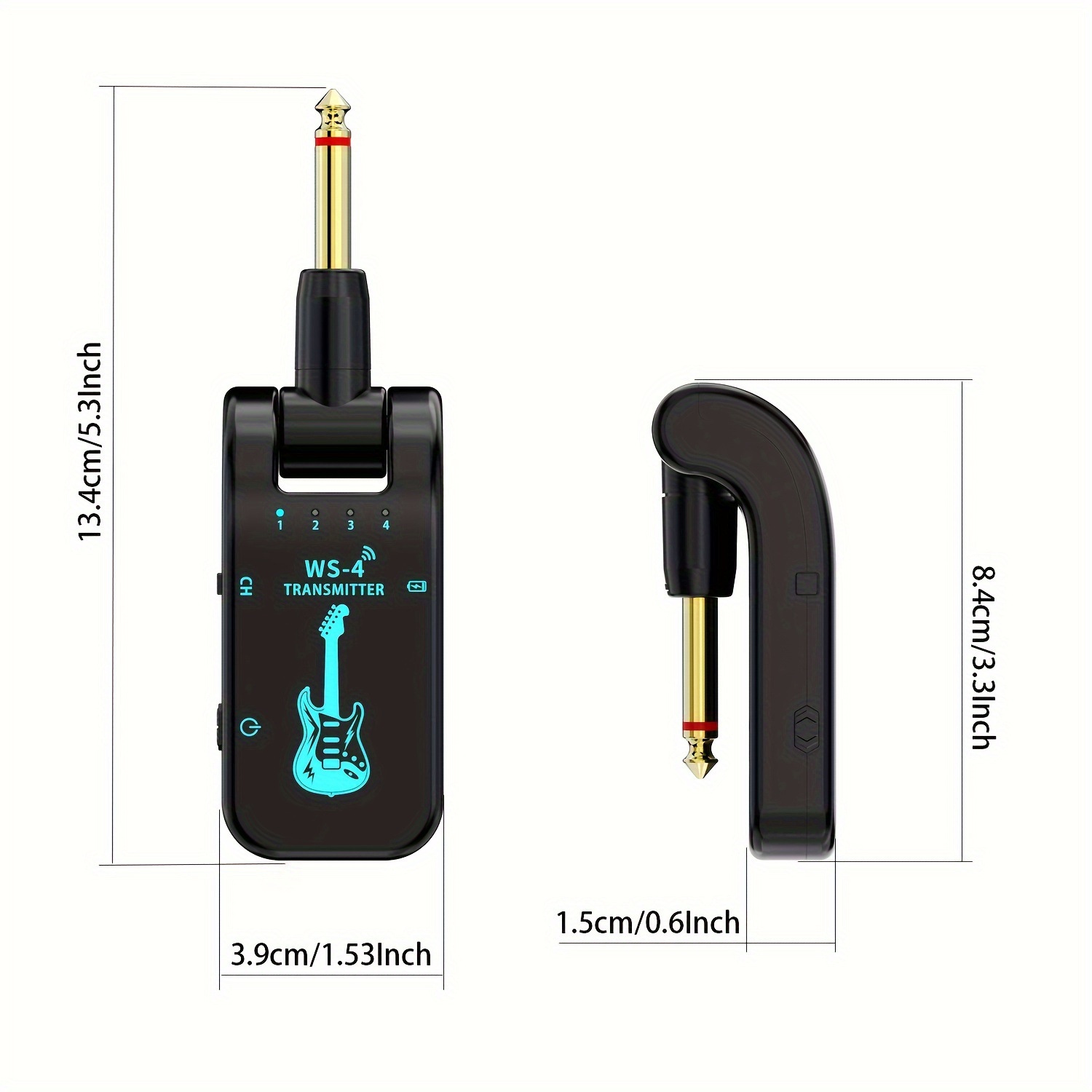 2.4GHz Wireless Guitar System with Rechargeable Battery - High-Quality Chip, 10-Hour Playtime, Auto Pairing for Electric Guitars, Basses & More - Black, Wireless Guitar Transmitter