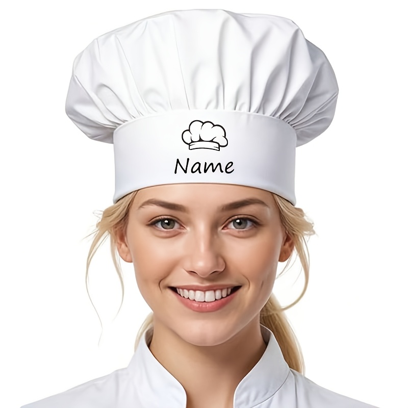 TEMU Customizable Text Name Chef Hat, Adjustable Elastic Chef Hat, Adult Baking Kitchen Cooking Hat