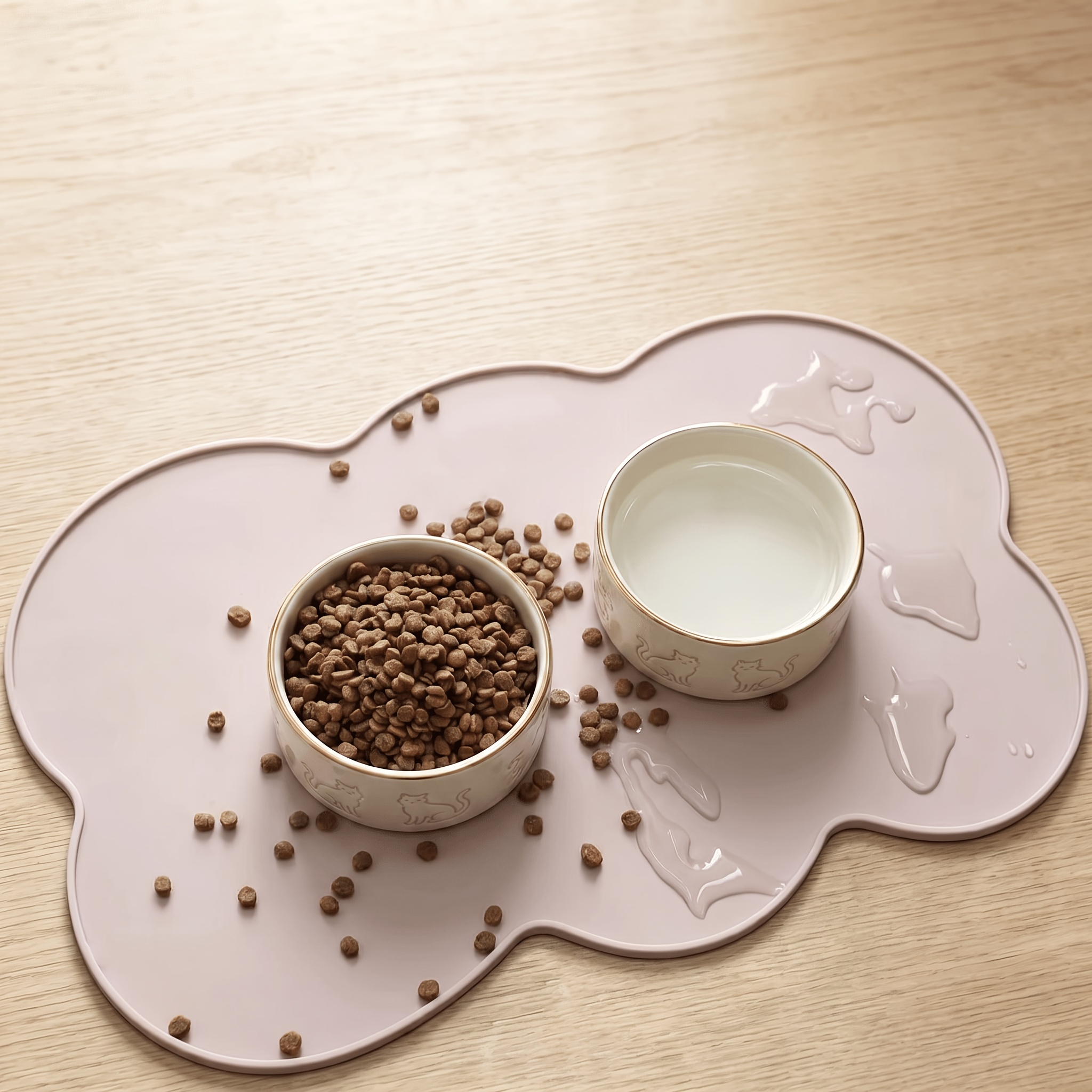 Silicone Mat, Leak-proof Non-slip Feeding Mat For Dogs And Cats, Elliptical Bowl Pad