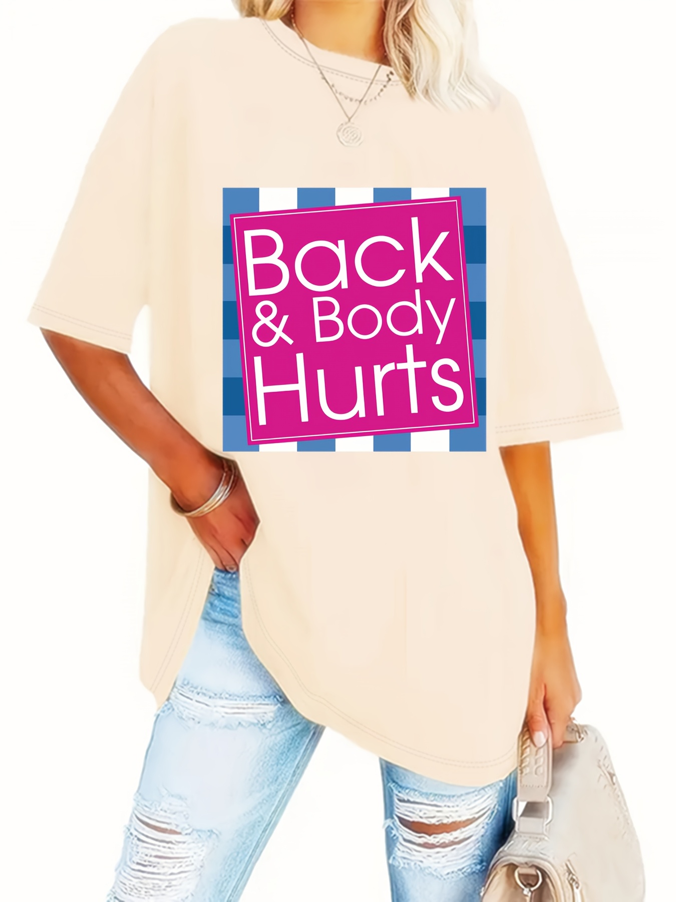 Plus Size Letter Print T-shirt, Short Sleeve Crew Neck Casual Top For Summer & Spring, Women's Plus Size Clothing