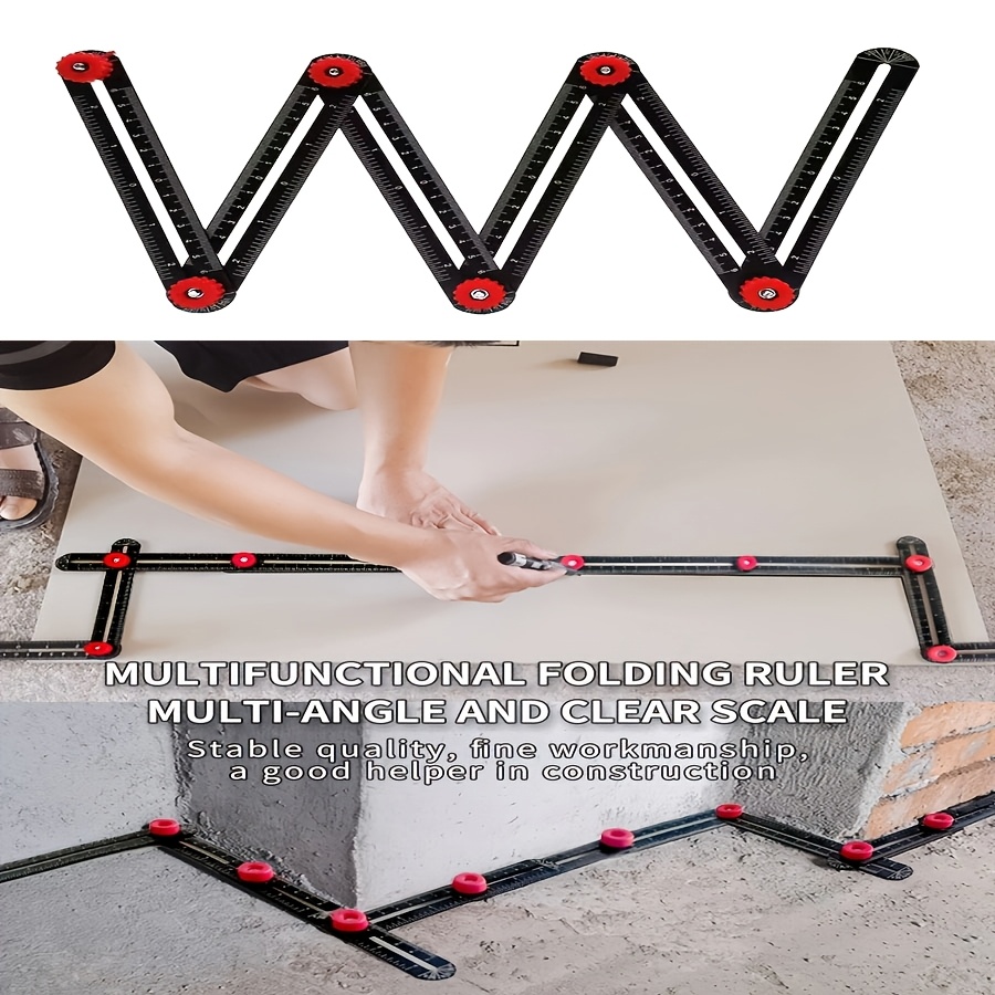 Image of Folding Ruler, Six-fold Ruler, Woodworking Hexagonal Ruler, Step Measuring Ruler, Tile Hole Cutter, Universal Positioning Locator