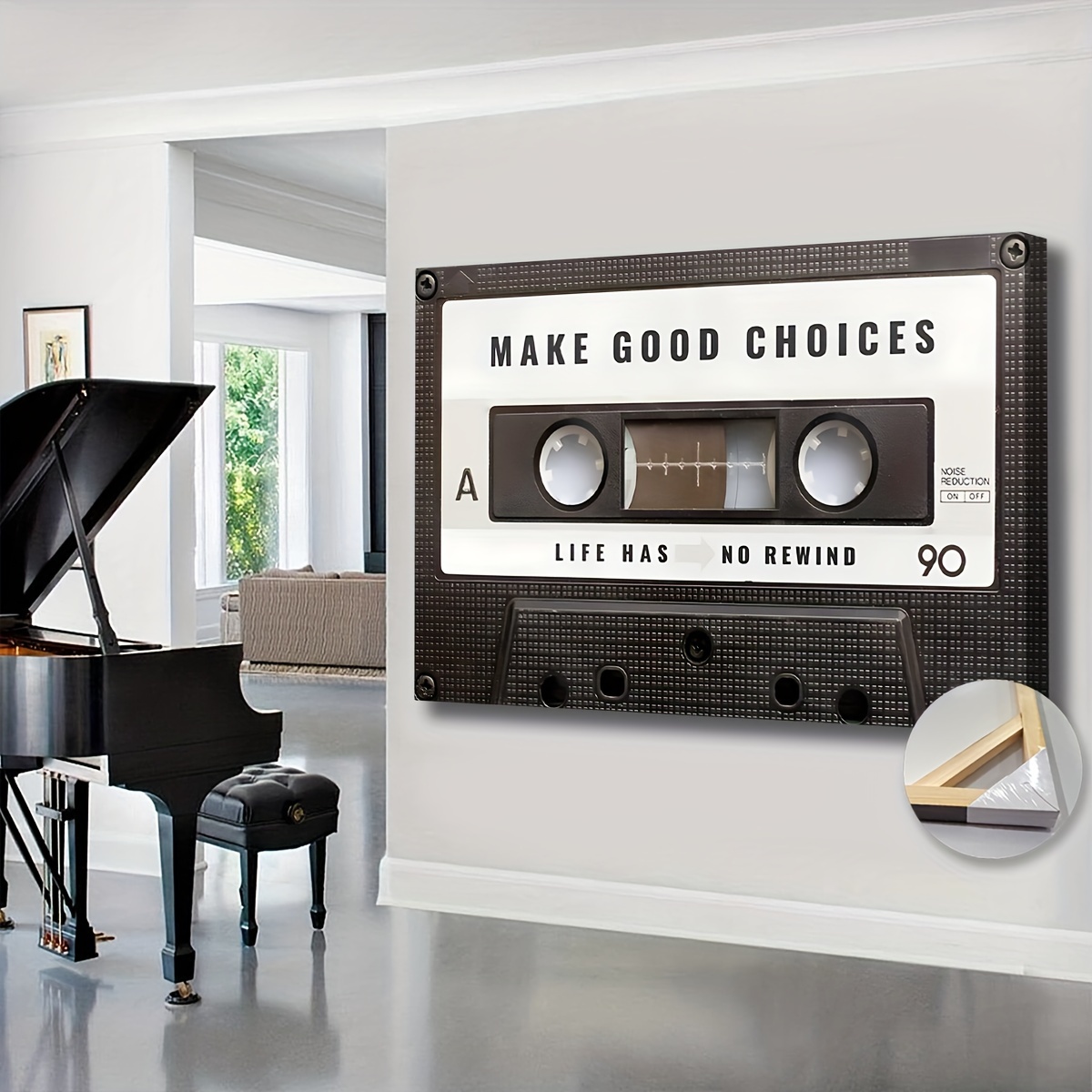 

Extra Large Retro Cassette Tape Canvas Wall Art - Inspirational Quote, Ready To Hang, Perfect For Bedroom, Living Room, Home Office Decor