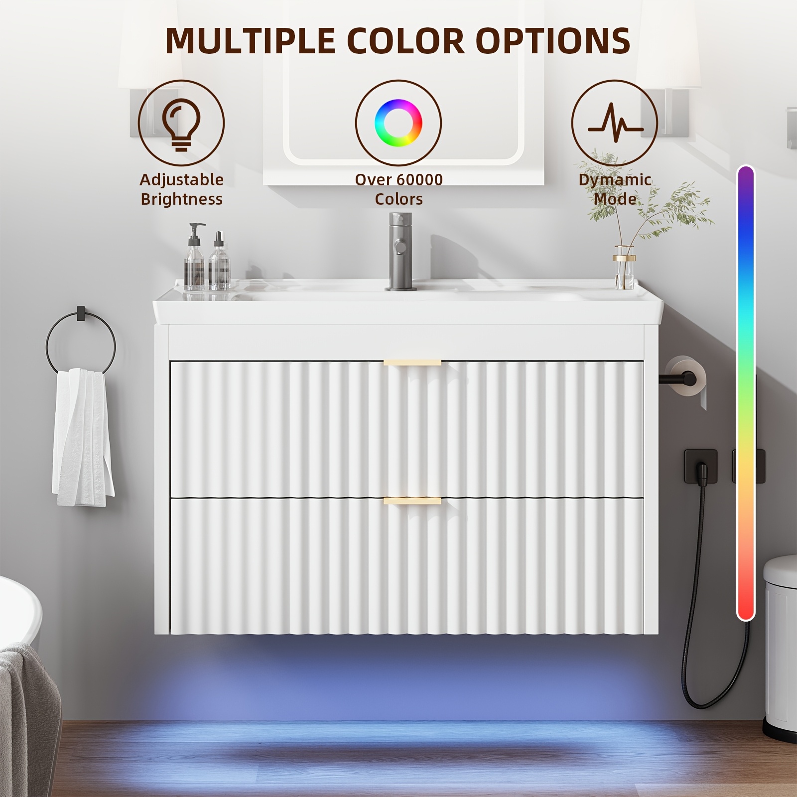 24-Inch Floating Bathroom Vanity with LED Lighting