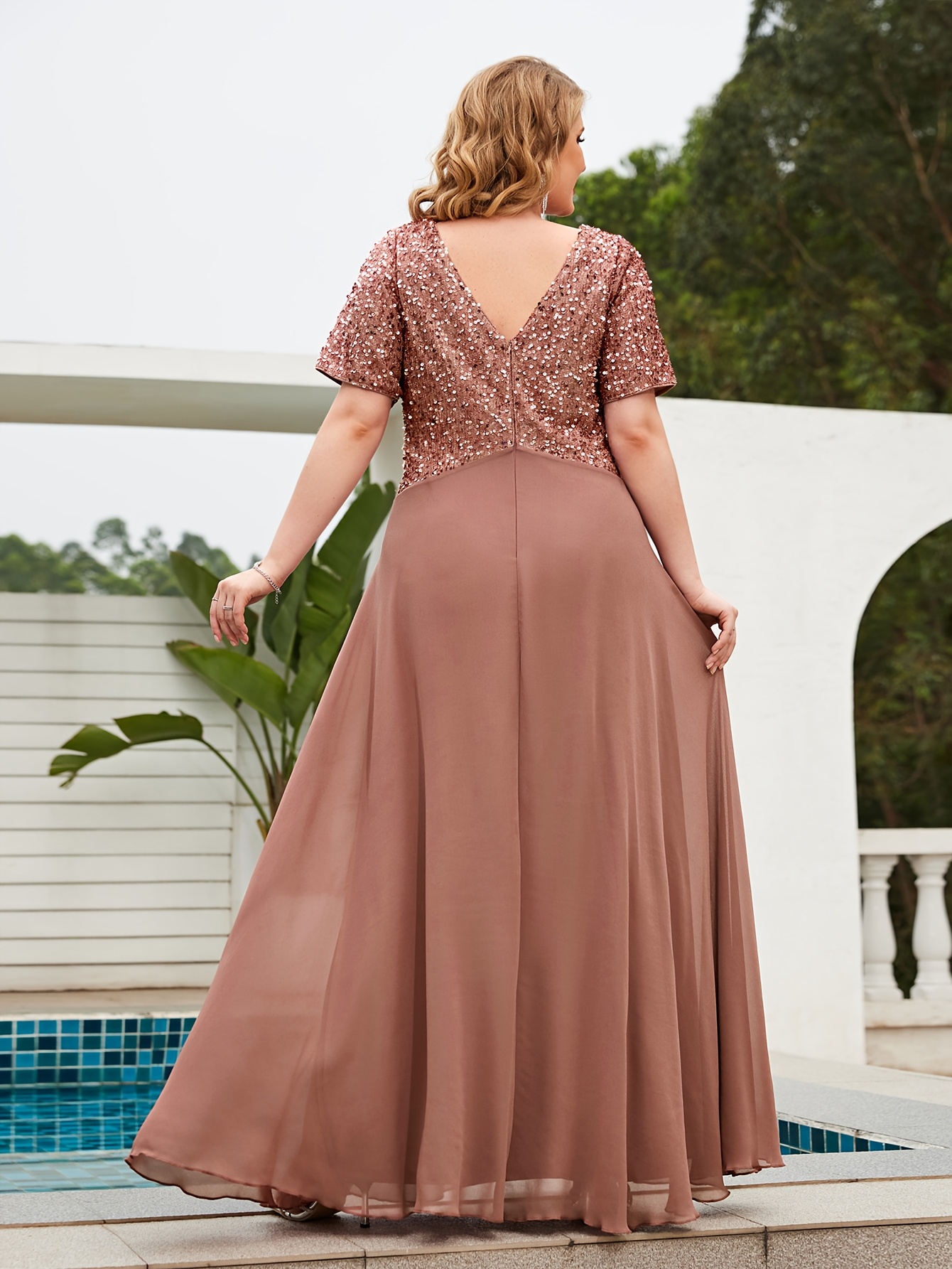 brown formal dresses plus size Plus-Size Long A-Line Prom Dress: CL7485C Espresso / 16 main image 0