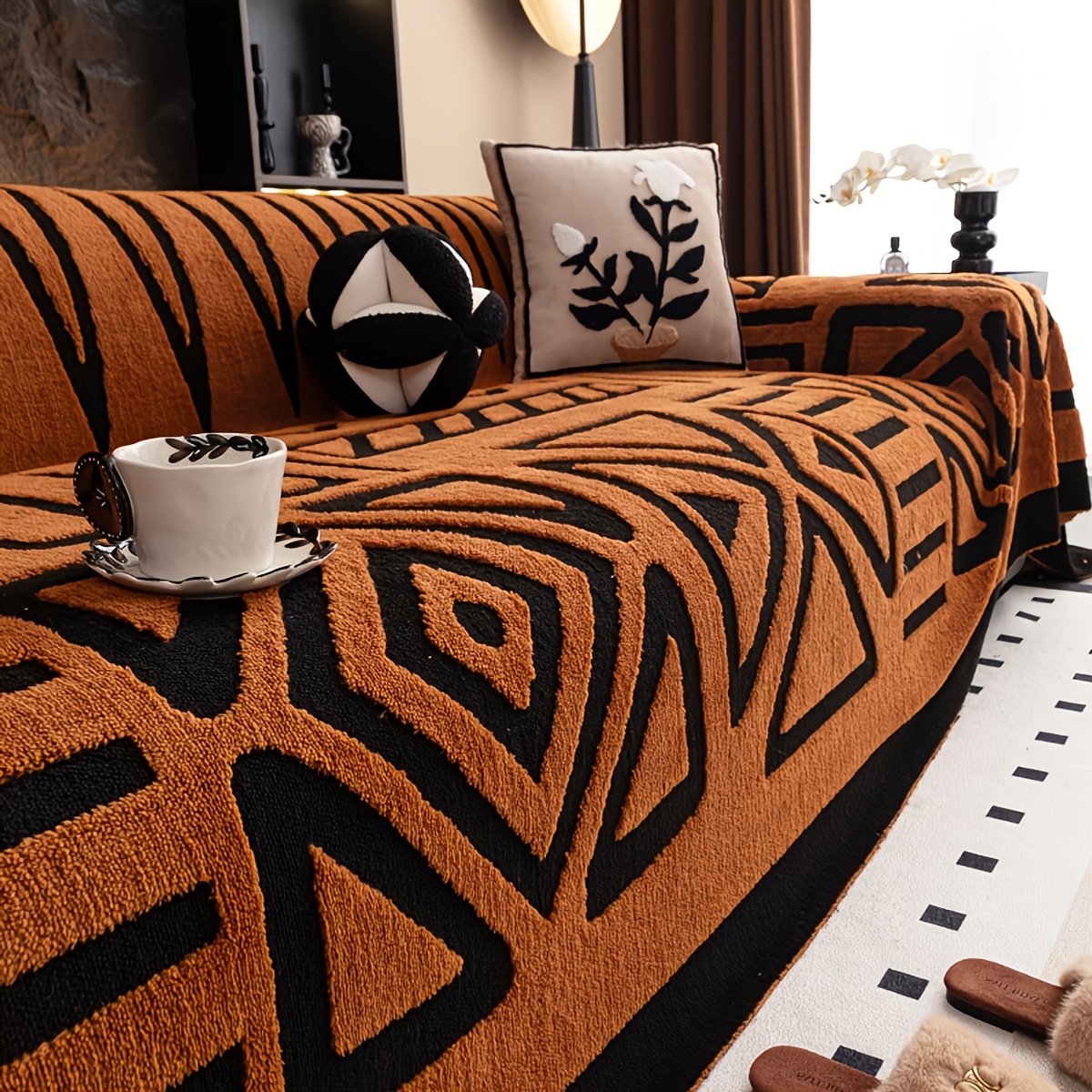 TEMU Jingyi 1pc Plush Sofa Cover, Universal, Simple And Modern, Full Coverage For Living Room Decoration, Non-slip And Wear-resistant, Machine