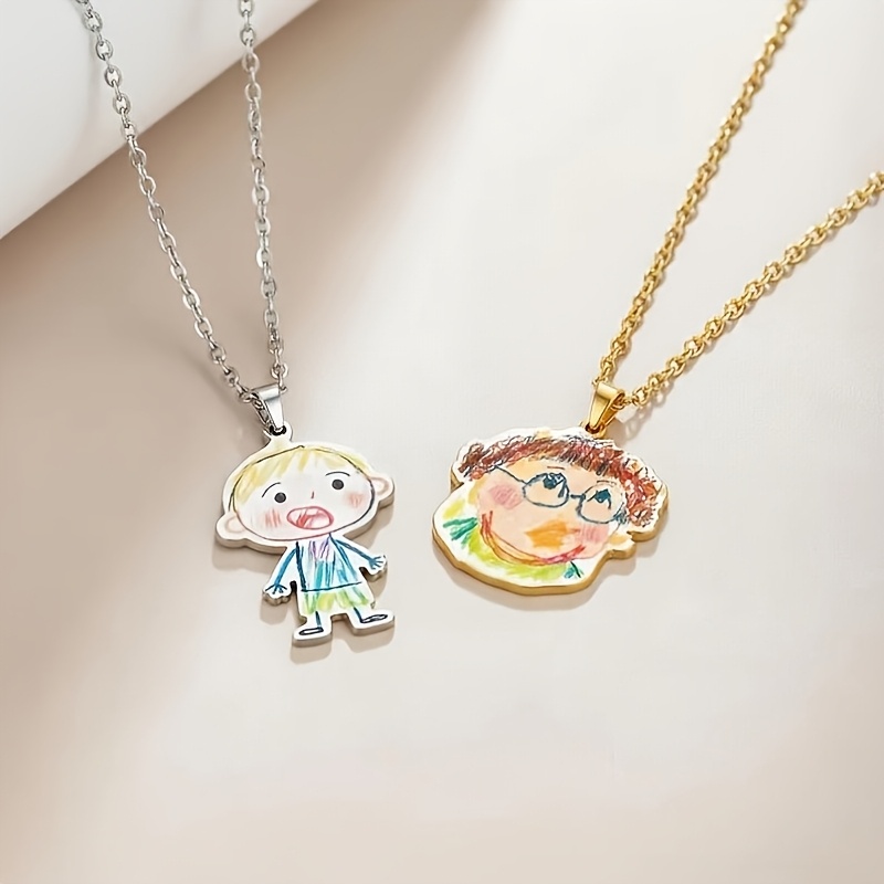 Personalized Stainless Steel Colorful Logo Pattern Necklace