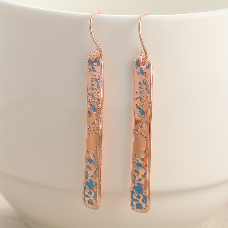 TEMU 1 par de aretes de cobre con de tira larga, un accesorio de joyería artística para de mujer