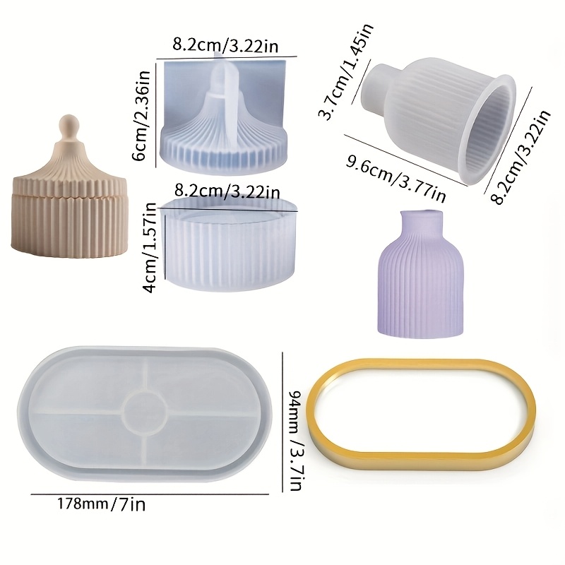 4pcs Silicone Molds Gypsum Concrete Vase, Candle Cup Vase Resin Molds