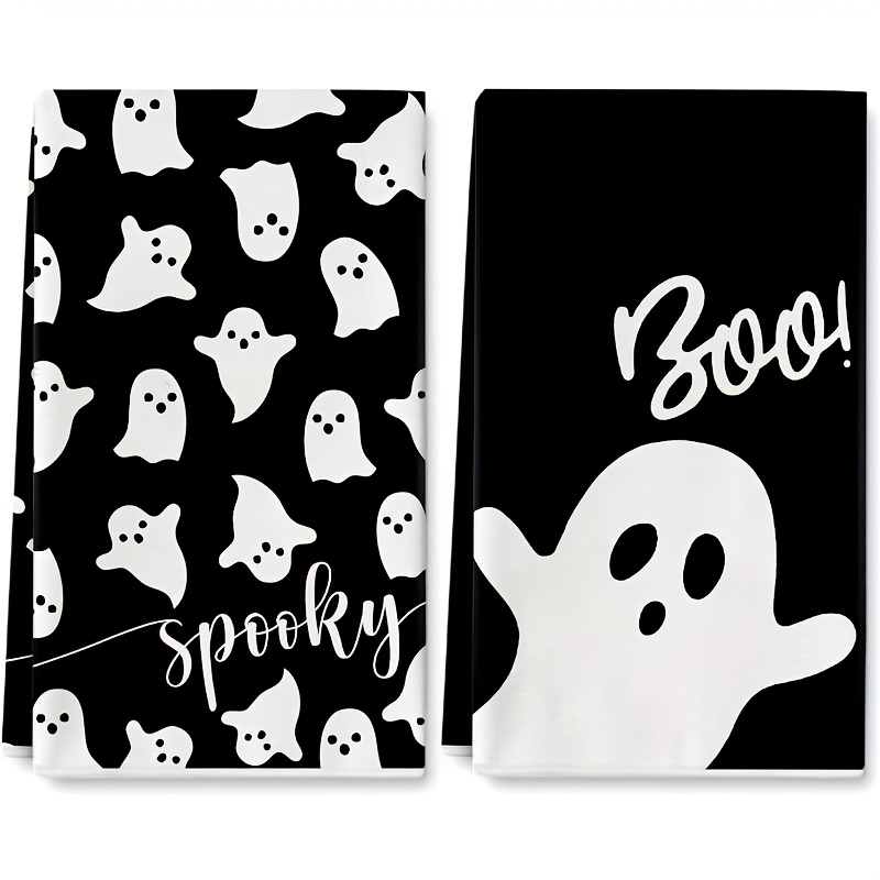 

2pcs Halloween Towels - Dish Cloths, 18x26in, , For Drying & Decor, , For & Restaurant Use