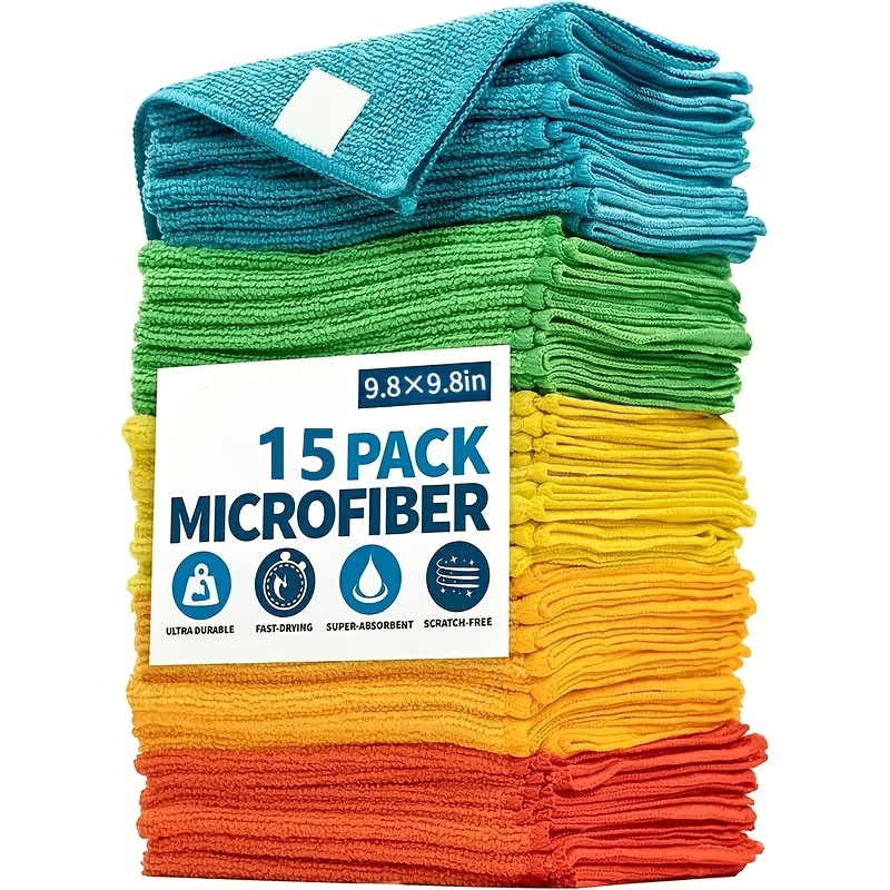 15pcs multi purpose cleaning towel set reusable quick drying towels multi purpose water absorption home   room bedroom bathroom   stain removal towels Product details 0