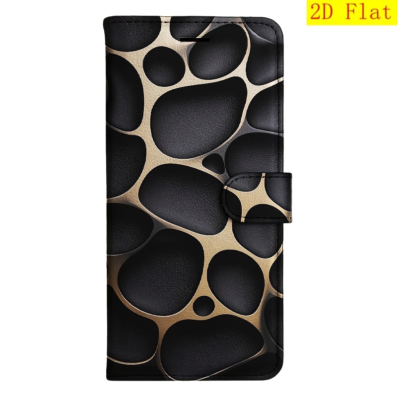 TEMU Phone Case - 2d Flat Black Flip Wallet Case Suitable For M10 A10s A20s A30s A50s A51 A71 A31 A42 A12 A32 A52s A72 A22 A13 A04s A53 A33 A14 A34