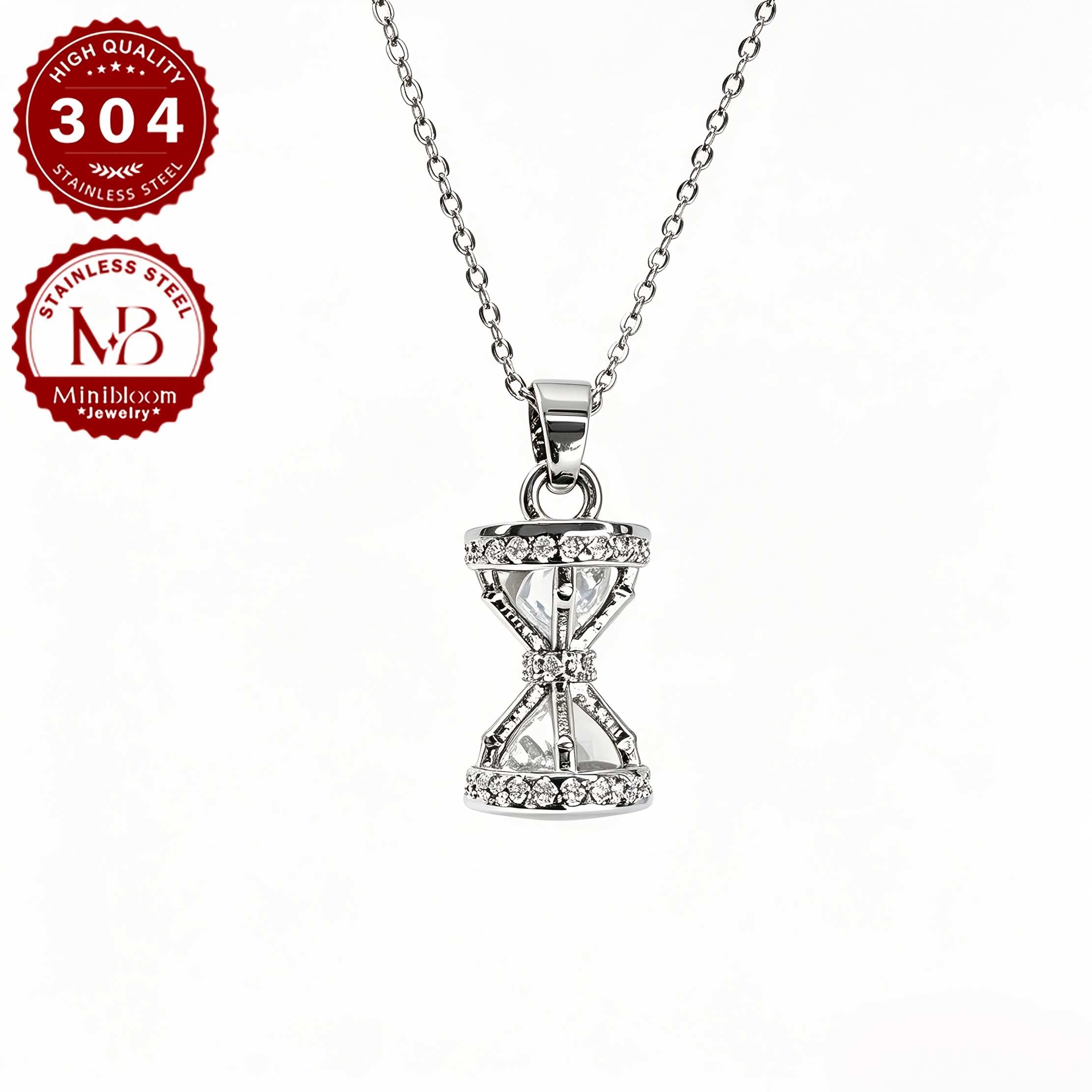 Women's Fashion Hourglass Pendant Necklace, Light Luxury