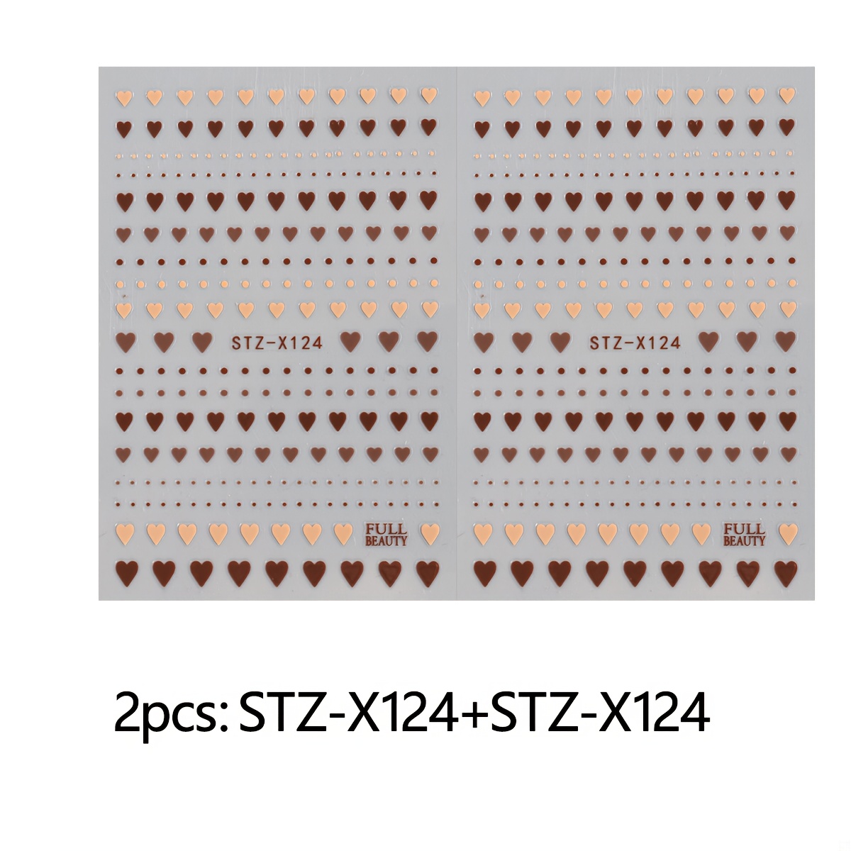 TEMU 2pcs Brown Heart Nail Stickers 3d Self-adhesive Coffee Color Love Heart Nail Art Decals Minimalist Manicure Sliders Nail Decorations For Women