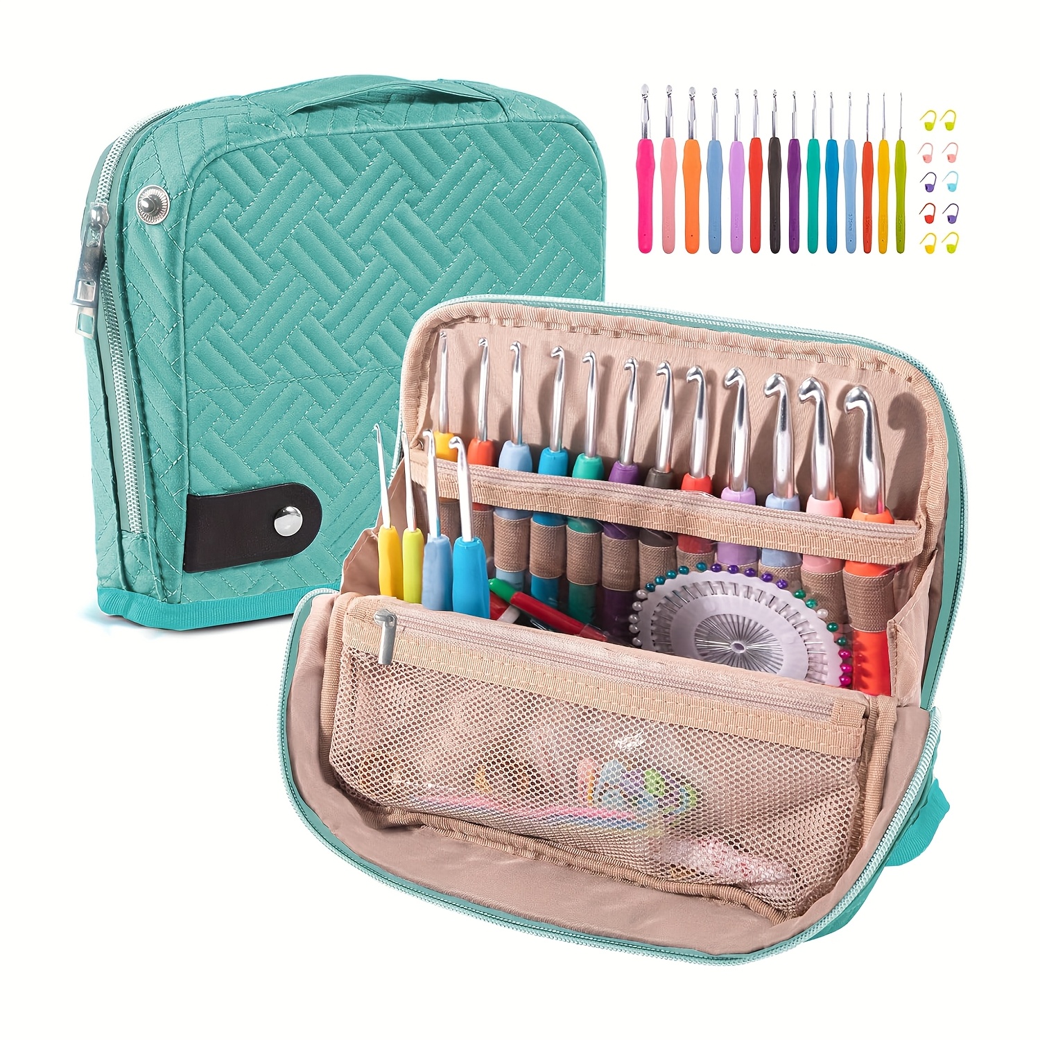 TEMU Boîte de rangement pour crochets surpointeuse - Boîte de rangement pour crochets - Organisateur de crochets - Crochets et fournitures de tricot,