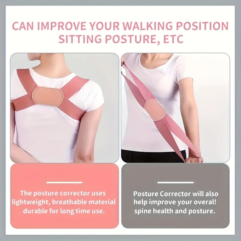 1pc Invisible Posture Corrector - Breathable Polyester Back Support Strap in Black, Pink, & Beige - Ideal for Posture Improvement, Daily Wear & Outdoor Activities, Back Posture Corrector