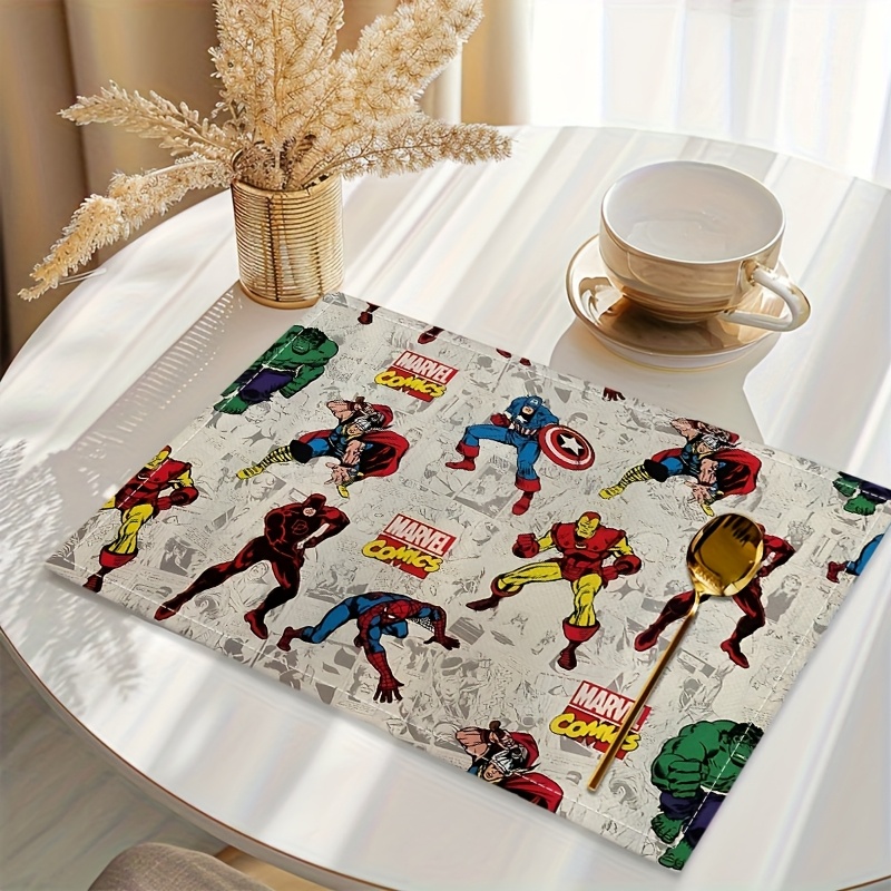 E-shop Marvel Klassische Tischsets mit Motiven von Iron Man, , Thor, Hulk, , Daredevil, waschbar, geeignet für Küche, Esszimmer, Wohnzimmer