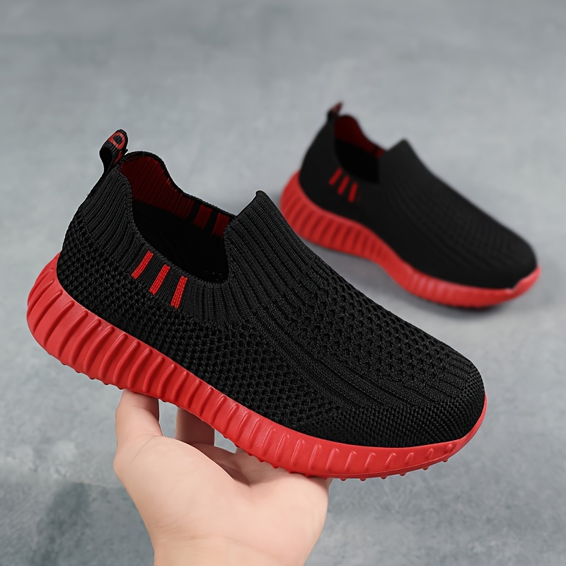 zapatos tejidos informales sin cordones de   altura para niños,   para caminar y correr,   y otoño Detalles del producto 4