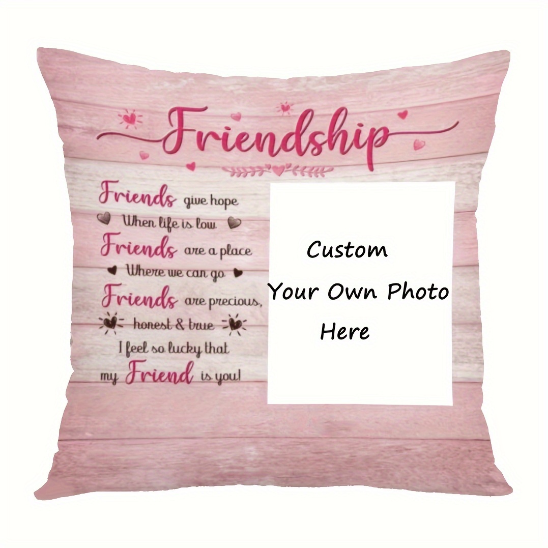 

Personalized 18x18 Inch Soft Plush Pillowcase - Custom Photo Gift, Zip Closure, Hand Wash Only - Decor (cushion Not Included), Preppy Room Decor