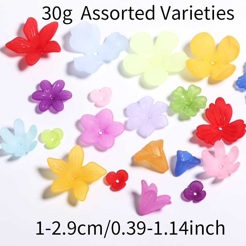 TEMU 10-29mm 30g Random Frosted Acrylic Mixed Style Flower 's Day Decorative Beads, 's Day Decorative Straight Hole Beads, Multicolor Straight Hole