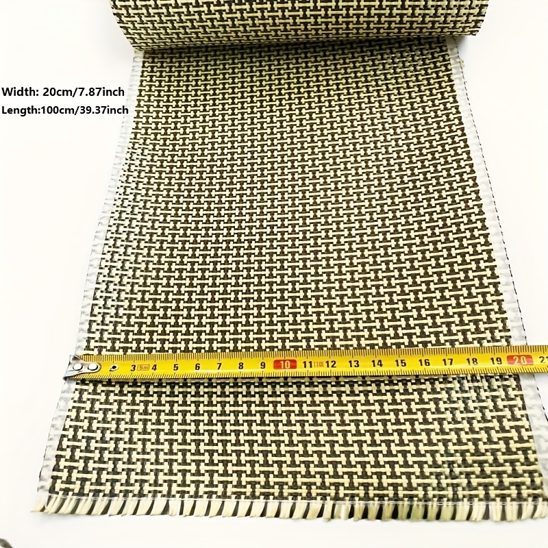 TEMU Tissu en fibre d' jaune et fibre de carbone mélangée, motif en H, fibre de carbone Kevlar, 1000D 3K 200 g/m², 20 cm x 100 cm