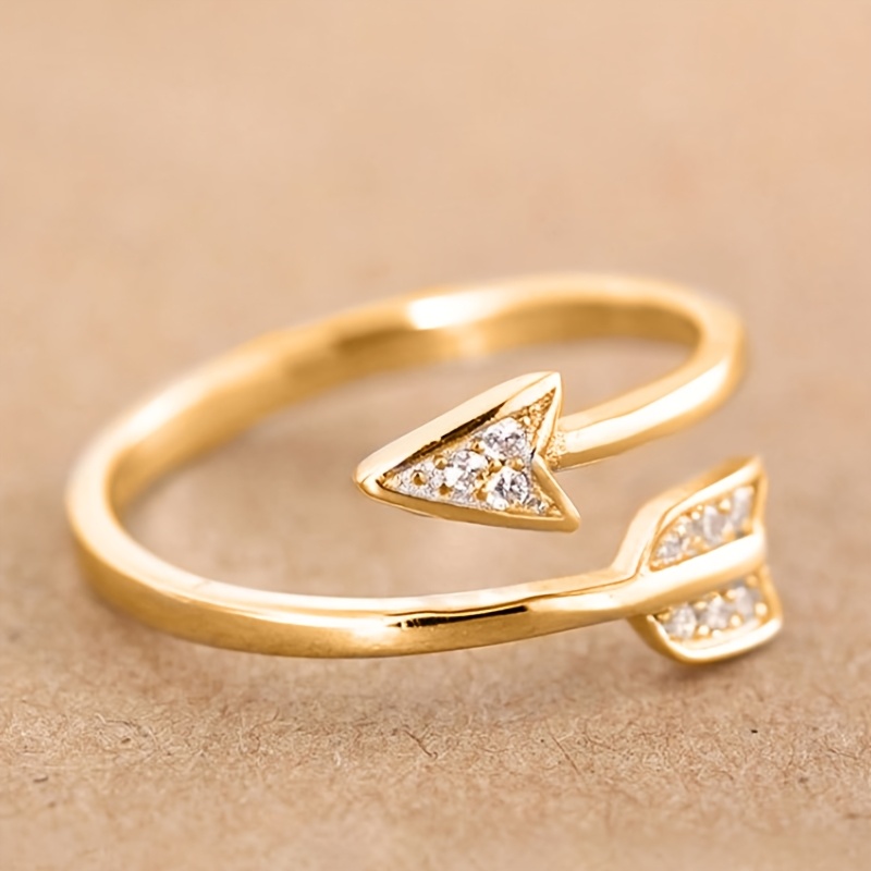 Women's Vintage Minimalist Arrow Design Open Ring, Synthetic Zirconia
