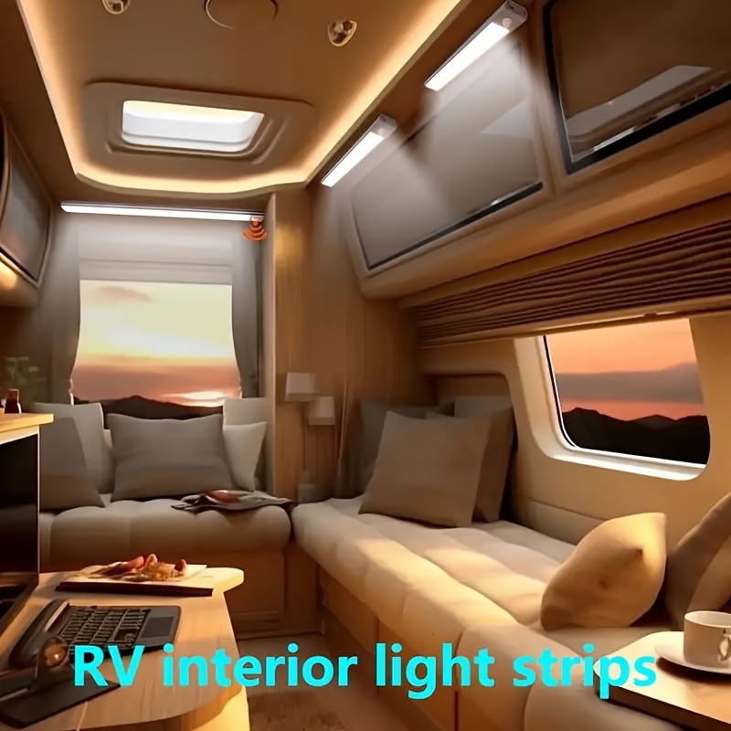 1pc Wireless LED Motion Sensor Light Strip - Rechargeable Magnetic Night Light for RVs, Kitchens, Wardrobes & Hallways, USB-Powered, Energy-Efficient, Easy Installation, Low Voltage, 400mAh Battery, Polymer Material, Rechargeable Motion Sensor Light RV Interior Lighting