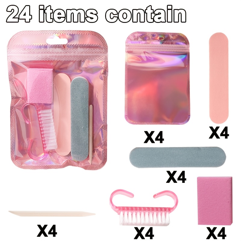 TEMU 24pcs Mini Nail File And Exfoliating Stick Set, Includes Nail Files And Brushes- Complete Manicure/pedicure Tool Kit, Suitable For Travel And