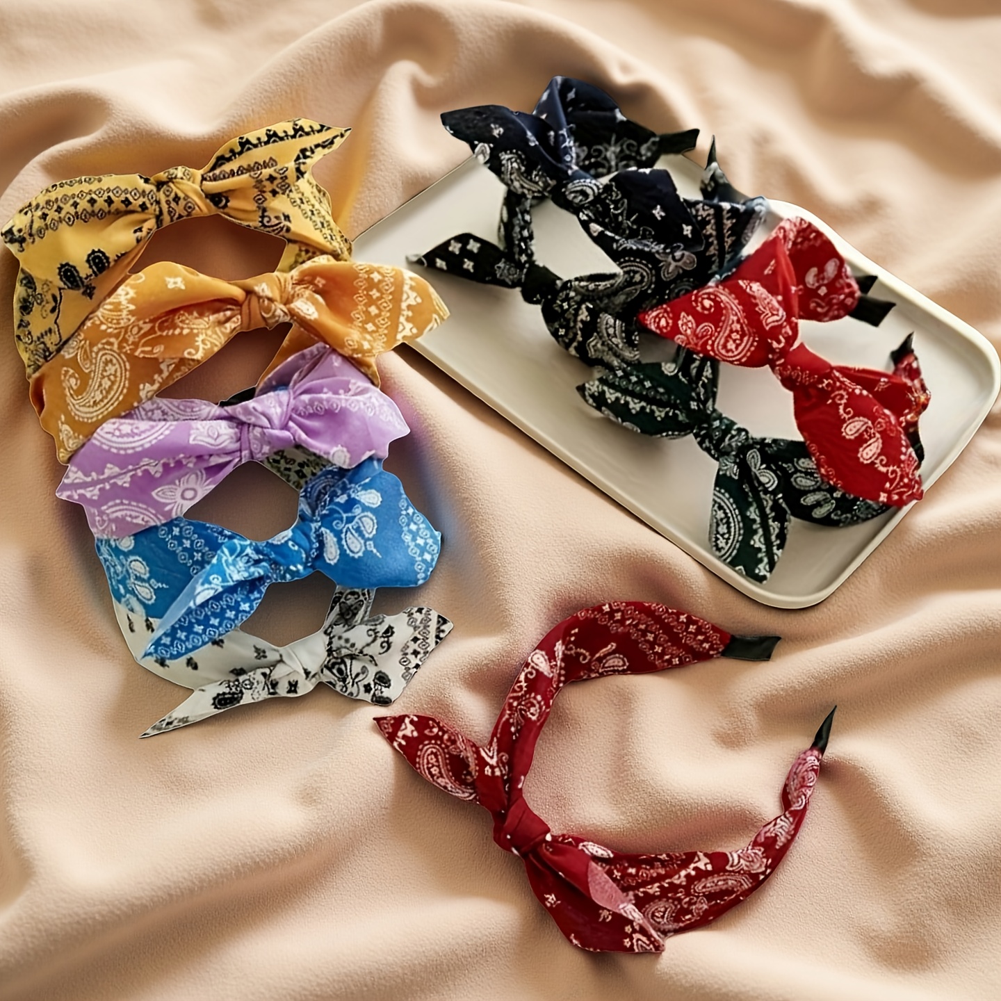 ( ) Fashionable Women's | Rabbit Print Bow Headdress | Bohemian Style | Ethnic Style | Light Luxury Multi-style Casual Hair Additions | Suitable for Daily Use for Leisure and Festive Occasions, Holiday Headdress - Jewelry & Accessories