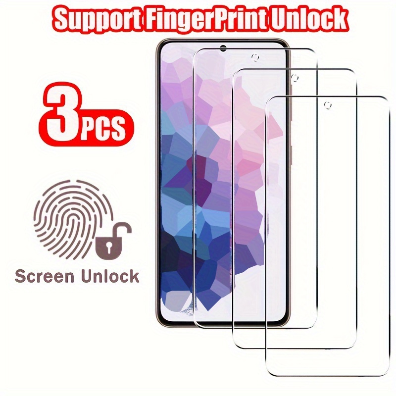 E-shop 3 Stücke Fingerabdruck-Entsperrung Gehärtetes Glas Vollbildschirm-Schutzfolie Fall Für Samsung Galaxy S24 S22 S23 / S23+ 5G S21 S23 S22+ 5G S22