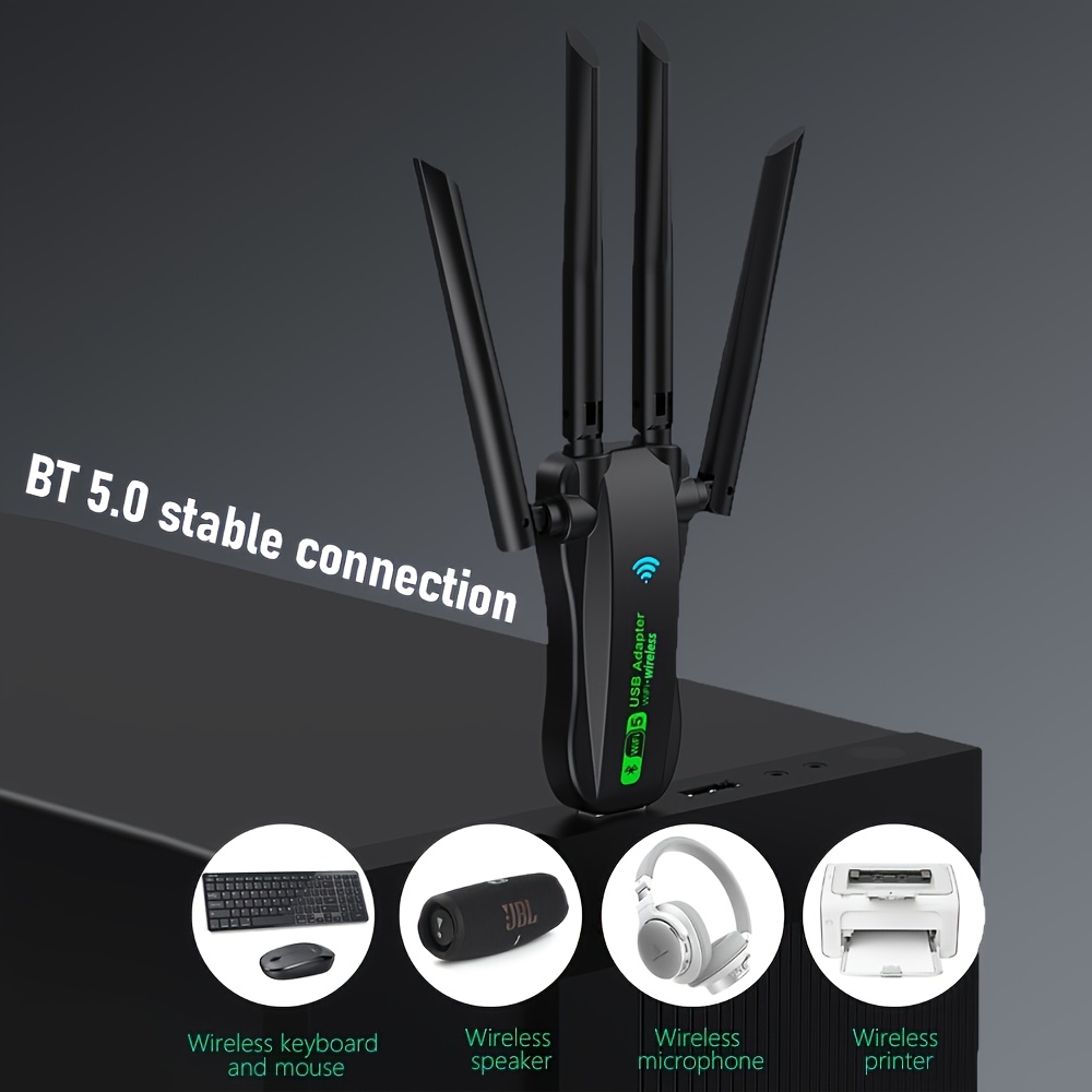 2-in-1 4.2 + Dual-Band WLAN 1300M, kabellose USB-Netzwerkkarte, BT + WLAN kabellose Netzwerkkarte, Dual-Band Concurrent, High-Speed Internet-Zugang, keine Treiber erforderlich, Plug and Play, BT und WLAN Internetarbeiten ohne Interferenz
