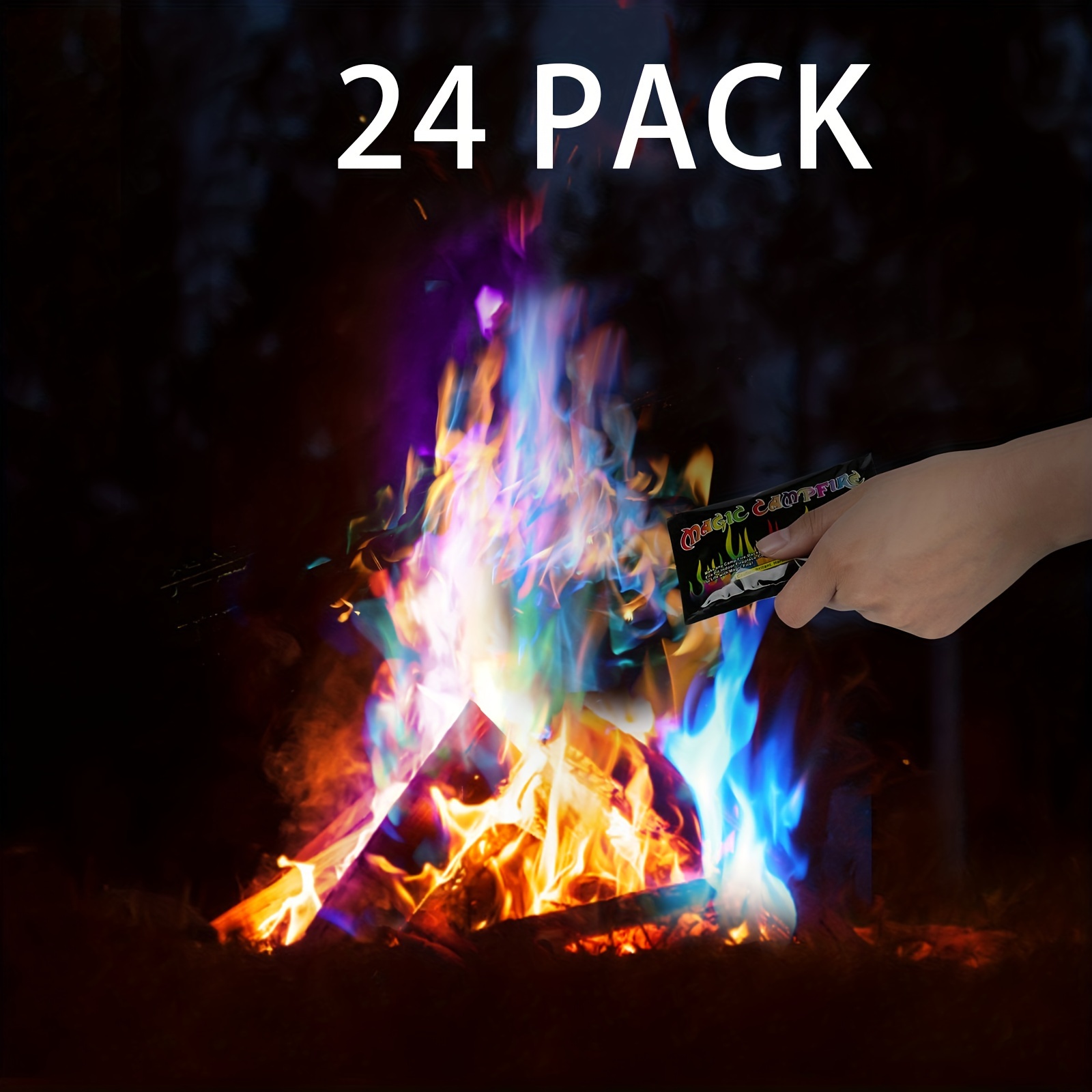 TEMU 24 Fire Color Changing Packets For Fire Pit- Indoor/outdoor Fireplace, Campfires, Bonfires, Party, Gathering, Festival Celebration, Wedding
