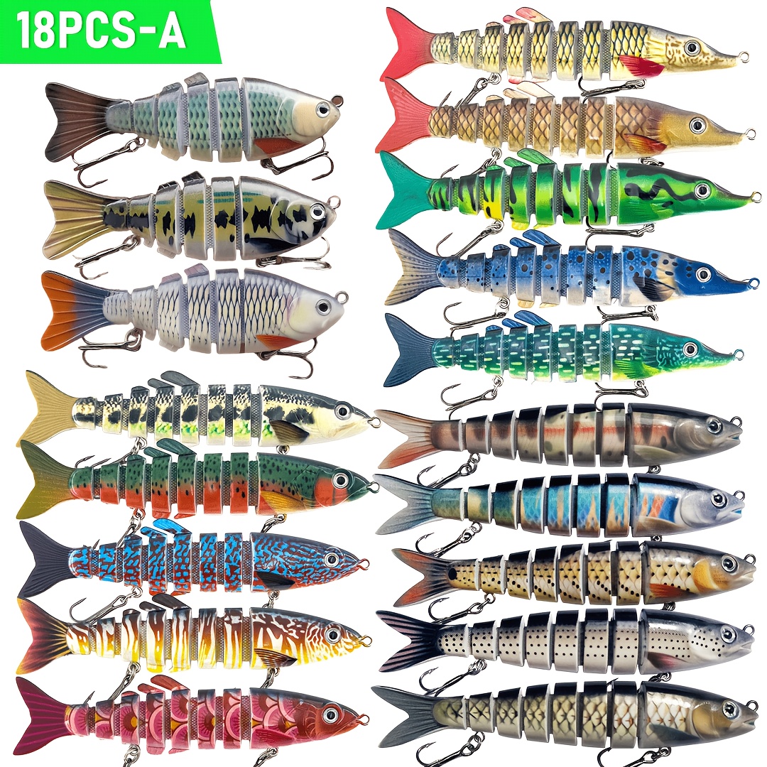 TEMU Qqnal 18pcs Of Fish Bait Minnow Long Casting Bait Crankbait Fishing Lures, Suitable For Trout Pike, Sea Trolling Freshwater Hard Additions
