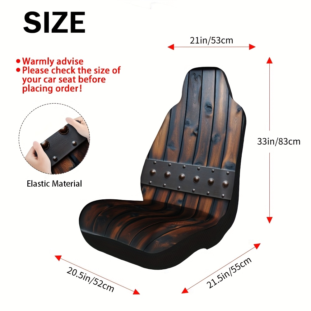 TEMU Set Of 2, Universal Car Seat Covers With A Rustic Wooden Door , Made From Soft Washable Fabric, Decorative Upgrade For A Stylish , Enhances The