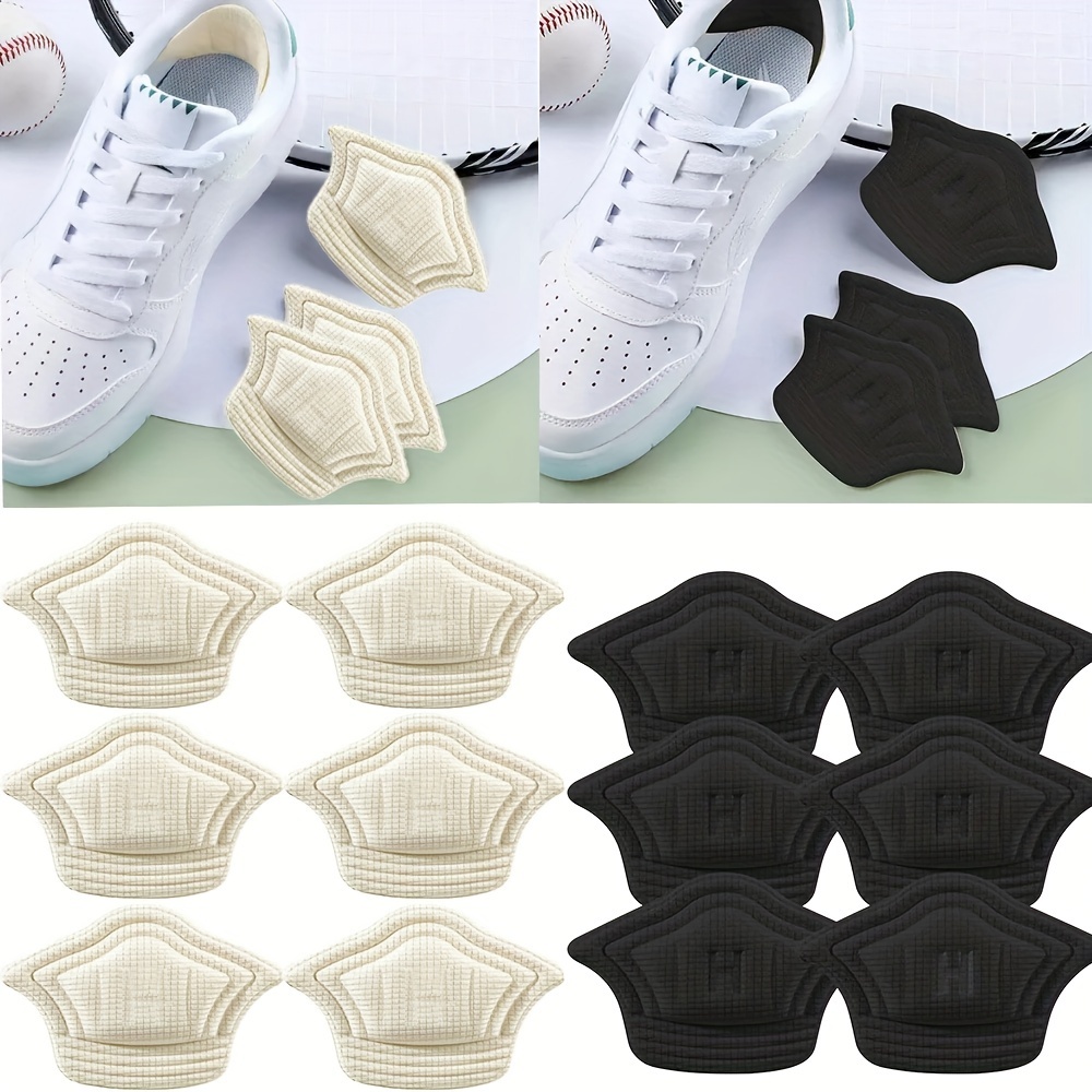 

6pcs/3pairs Anti-abrasion Sneaker Heel Stickers, Self-adhesive Foot Protection Pads, 4.53" Adjustable Anti-drop Heel Guards, Prevent Slipping Off, For Sports Shoes, Black & Beige