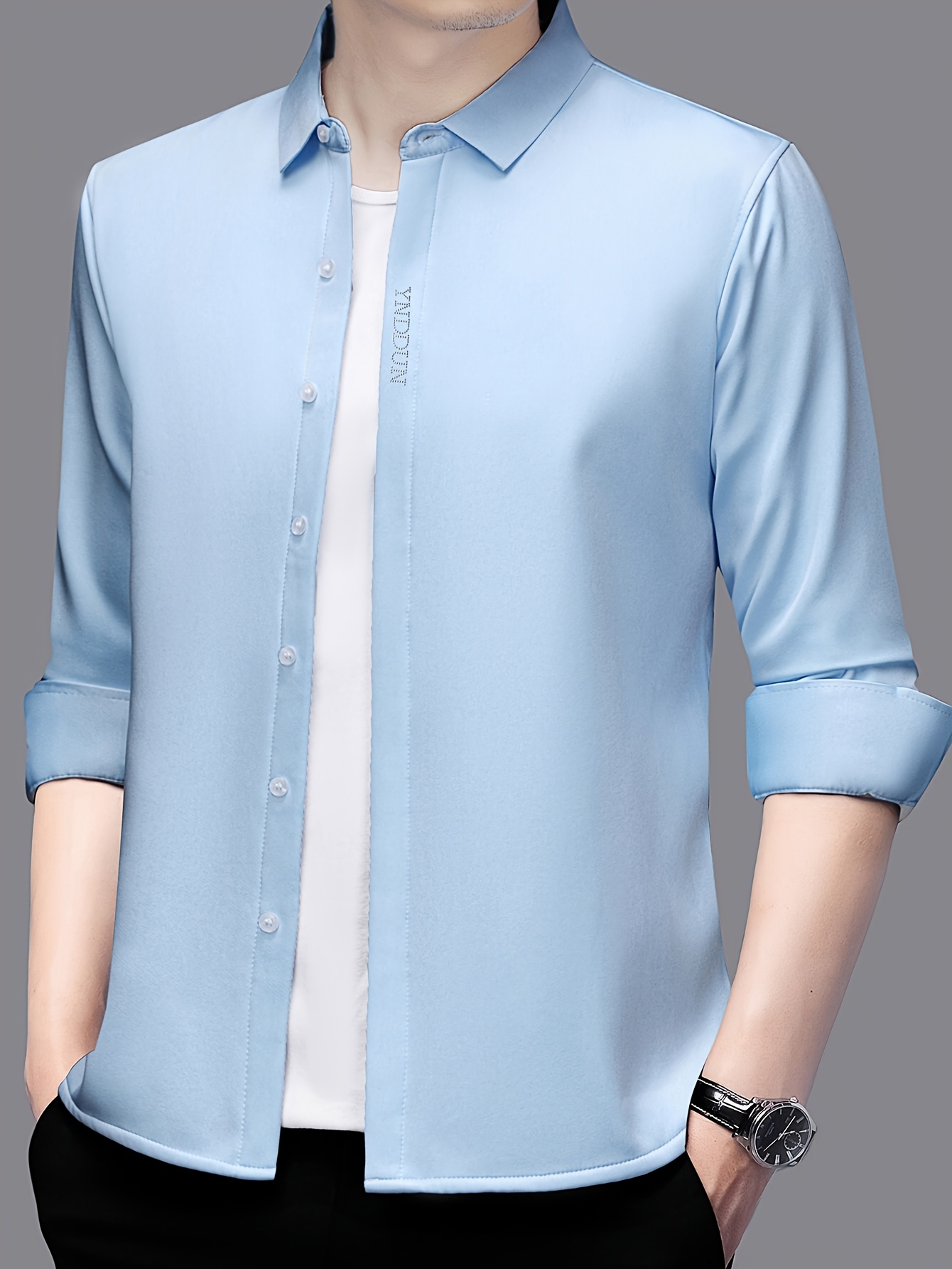 mens long sleeve shirt business formal dress shirt banquet - Temu