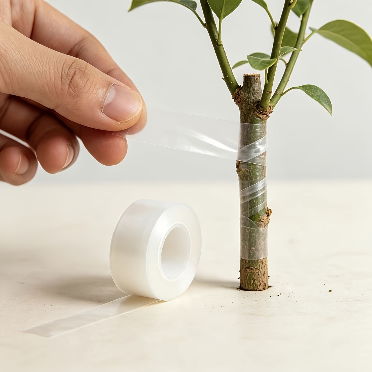 TEMU 1 Roll Of 3cm Wide Pe Grafting Film, Self-adhesive, No Knotting Required, For Gardening And Fruit Tree Grafting, Wrapping Tape, Winding Film