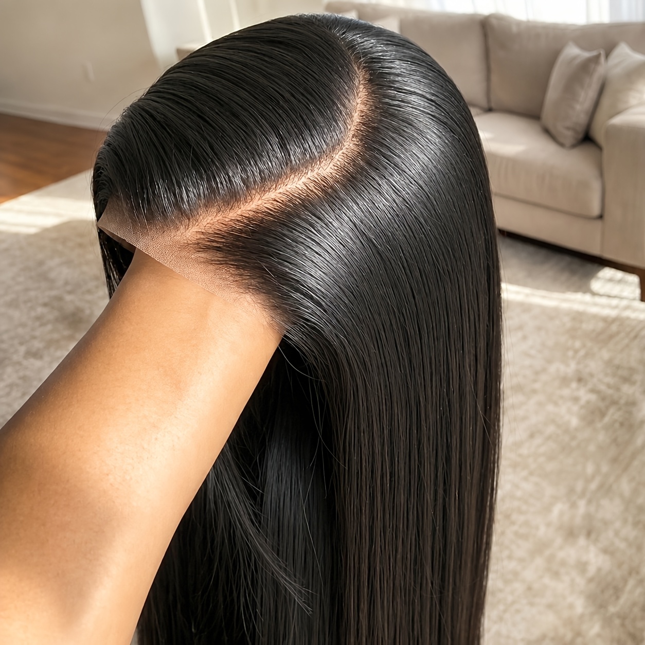 TEMU Halloween Glueless 4x4 Hd Lace Long Wigs For Women Pre Cut Lace Straight Human Hair Wig Shiny Straight Natural Hairline Wig Long Length Straight