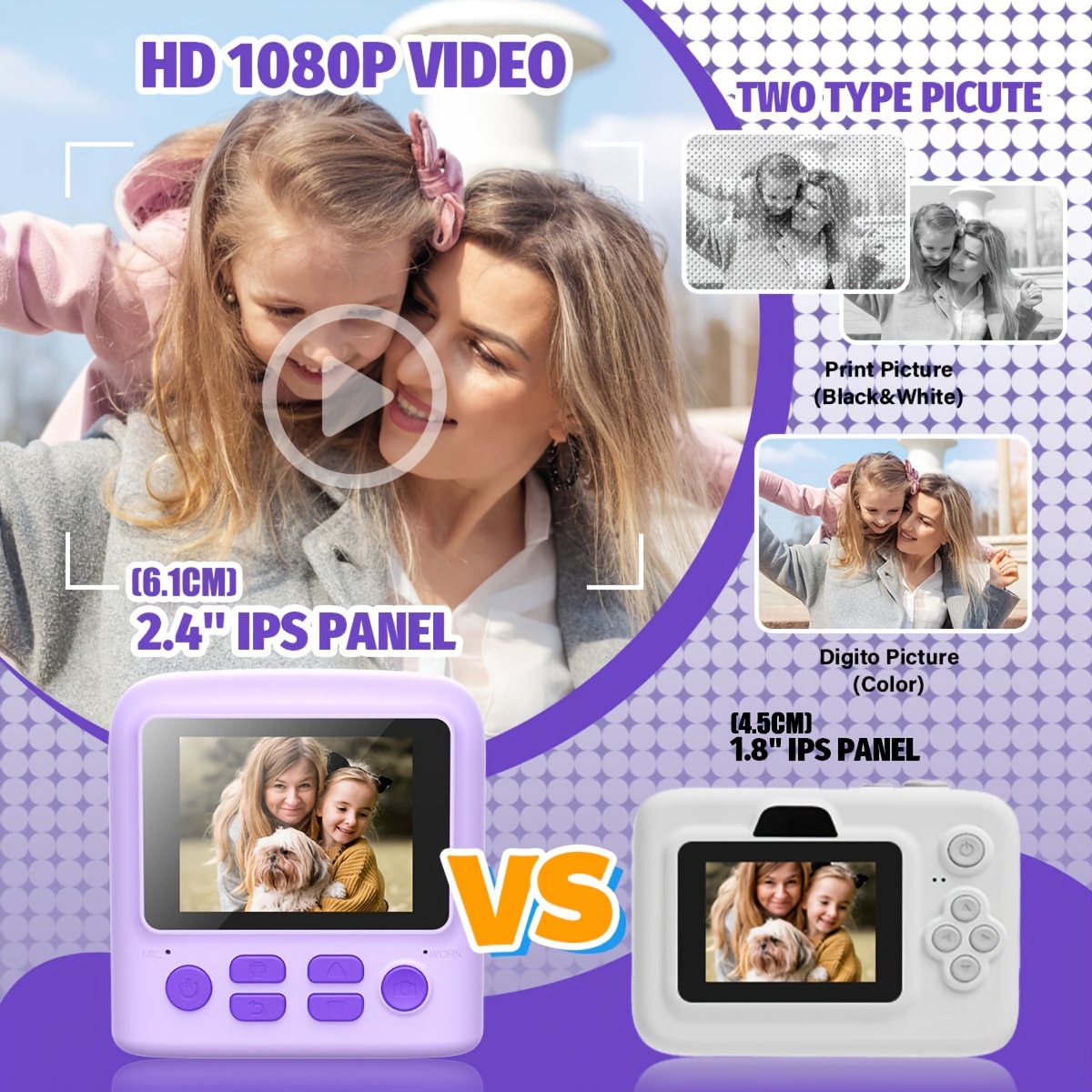 AMZSA Appareil Photo Instantané Enfant Avec Impression