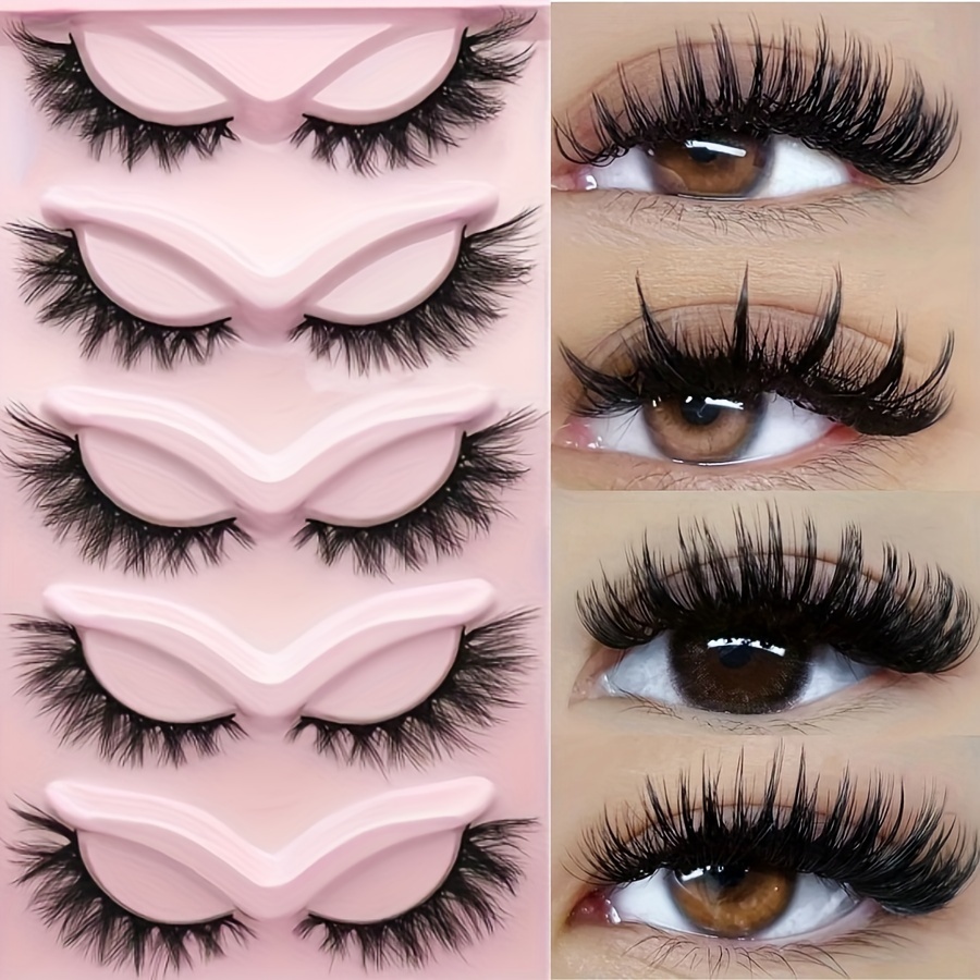 

False Eyelashes 5 Pairs In A Roll, False Eyelashes, Multi-layered Cat Eye Mink Eyelashes