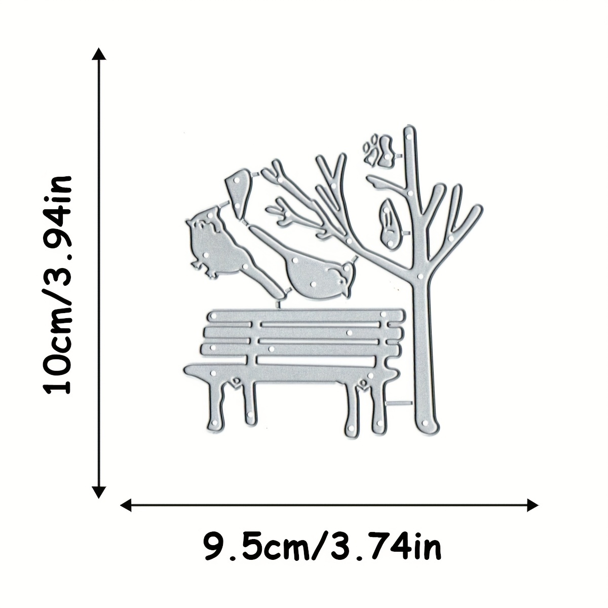 TEMU 1pc Winter Birds On Snowy Bench Metal Die Cut - Carbon Die For Scrapbooking, Greeting Cards, Invitations - 1 Inch Precision Etching & Embossing
