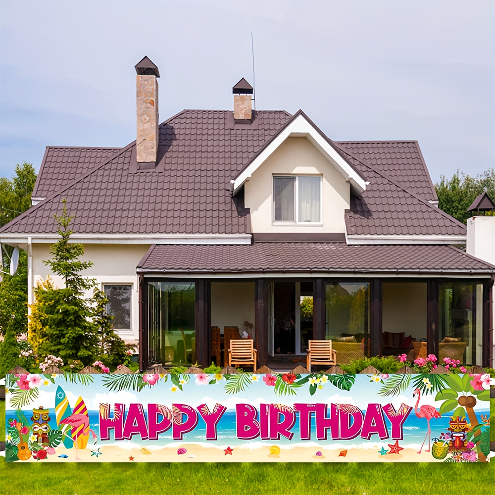 

1pc, Summer Birthday Banner, 300 Cm * 50 Cm/118 Inches * 19.6 Inches, Happy Summer Beach Birthday Decoration Banner, Hawaii Birthday Party Decoration, Polyester Photography Background Decoration