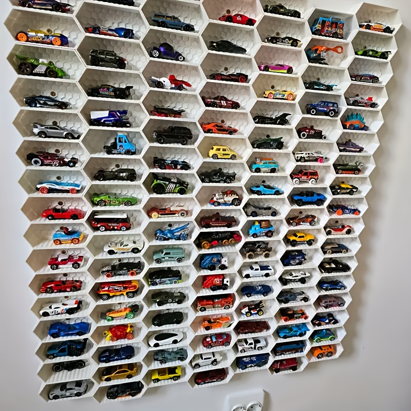 Wall-Mounted Hexagonal/Rectangular Plastic Car Display Box - Heavy-Duty Stackable Model Storage Rack, Multi-Compartment Design, Space-Saving Organizer for Collectibles, Suitable for Toy Cars, Die-Cast Models, RC Cars, Desktop And Shelf Display
