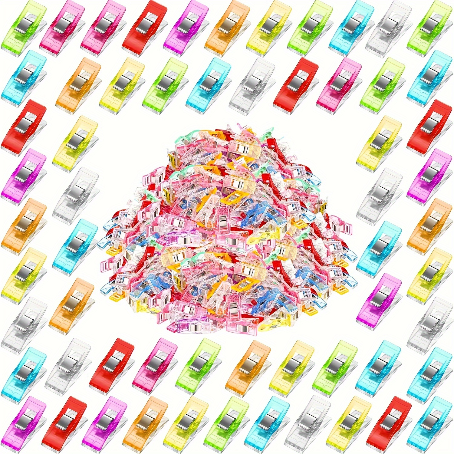 

Premium Plastic Clips, 100pcs With Box, Sewing For Sewing Quilting Supplies Crafting Tools, Assorted Colors For Craft