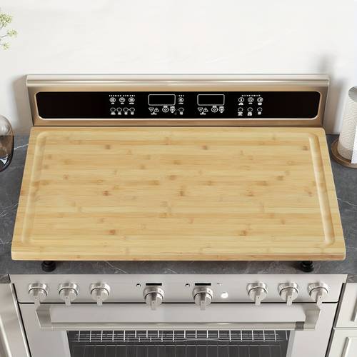 bamboo cutting board stovetop cover 30 x20 extra large noodle board with 4 removable feet juice wooden stove top covers for electric stove gas burners counter space